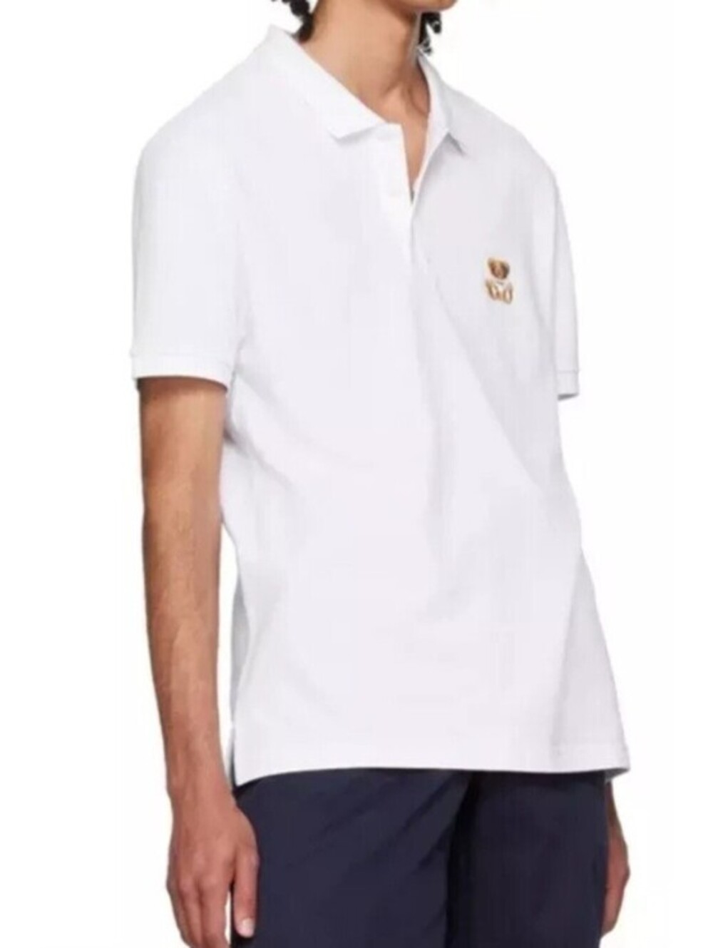 MOSCHINO COUTURE WHITE TEDDY BEAR PATCH POLO SHIRT IT SIZE 48 US SIZE MEDIUM NEW